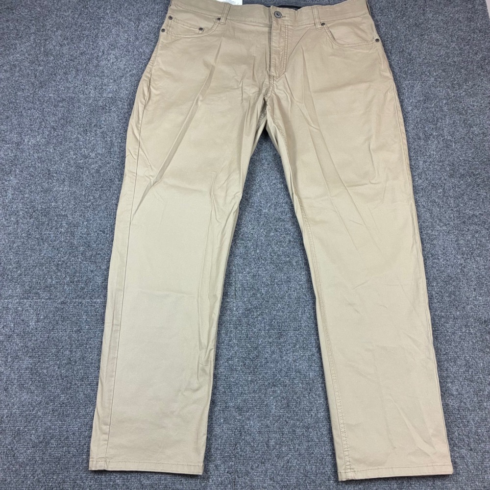 Members Mark Mason Straight Fit Pants Mens Size 38x30 Khaki Tan Stretch Cotton